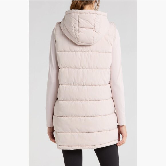 NEW ZELLA Long Hooded Puffer Vest In Pink Hush SZ S#2885 - Picture 3 of 12